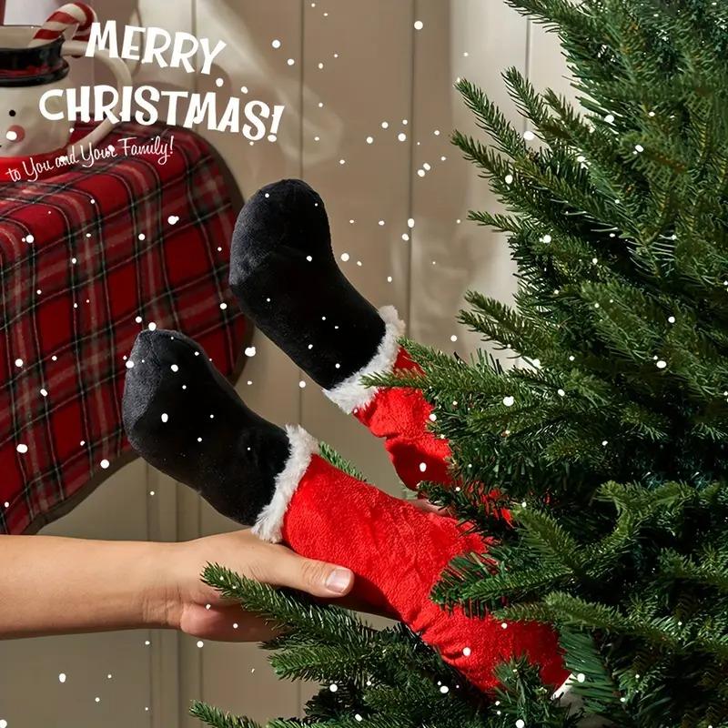 Santa Claus Elf Legs Plush Christmas Tree Door Decoration Hanging Ornament Festive Holiday Home Decor for Living Room Display