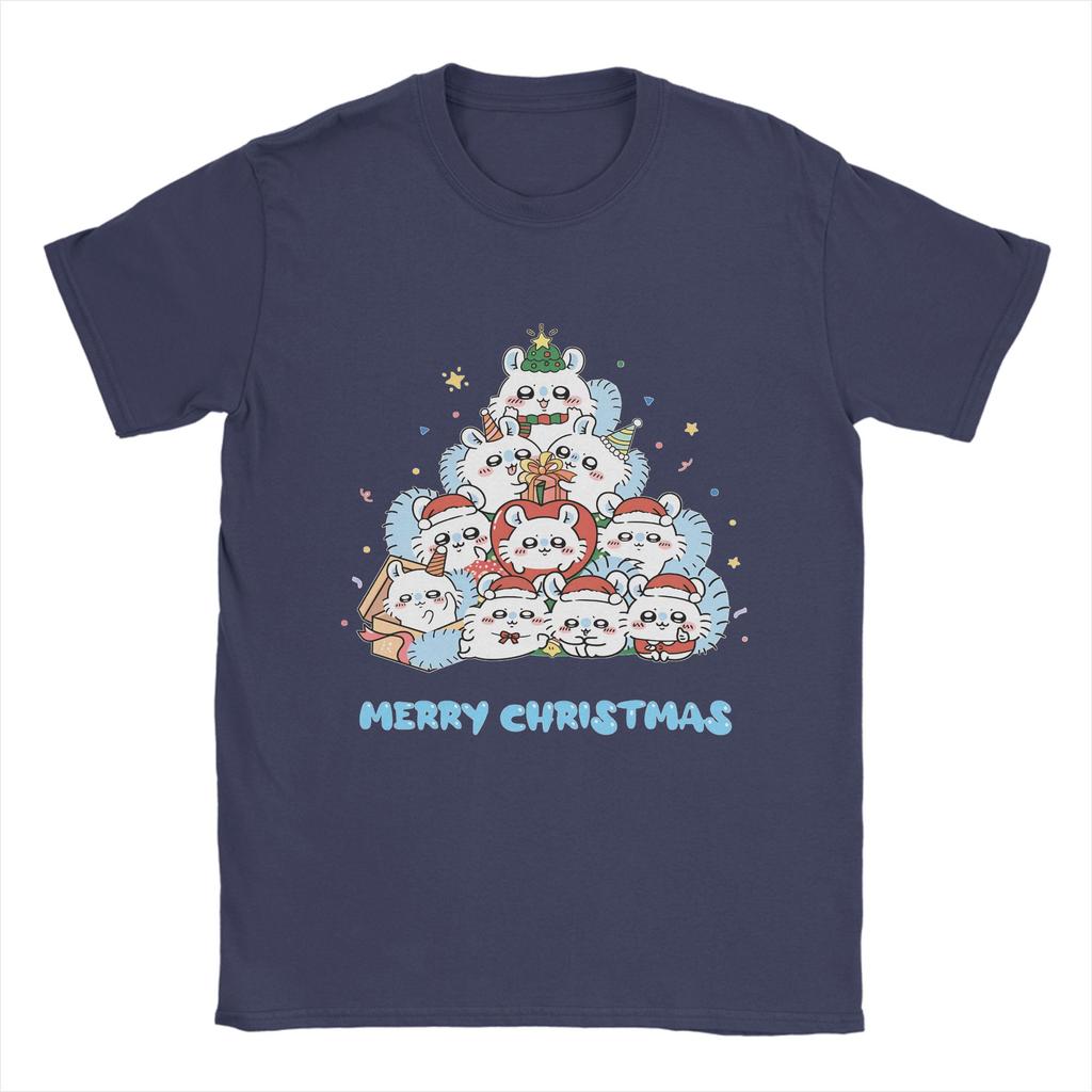 Men's Women T-Shirts Chiikawas Usagi Hachiware Merry Christmas Novelty Cotton Tee Shirt T Shirt Round Neck Clothes Plus Size
