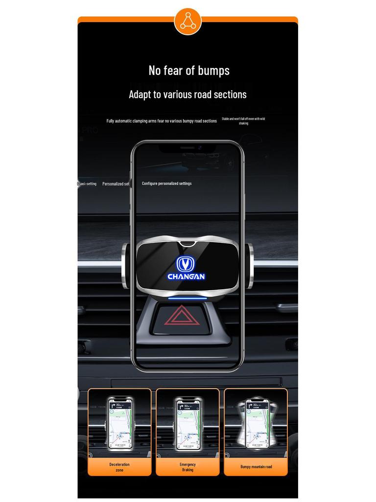 Illuminated Car Logo Phone Holder for Changan Models: Eado, Oshan, CS75 & More