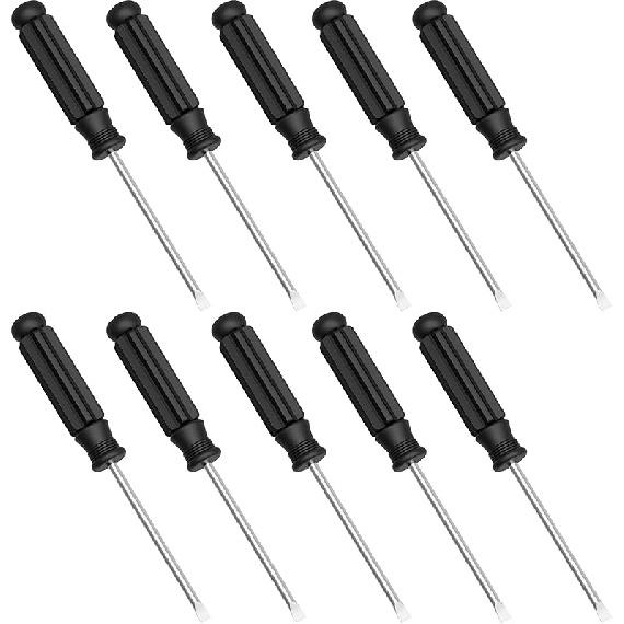 10PCS Mini Slotted Screwdriver, 3mm Flat Head for Watch Eyeglasses Electronics Toy Repair, Non-magnetic, 1.77"(45mm) Total Length (Blue Handle)