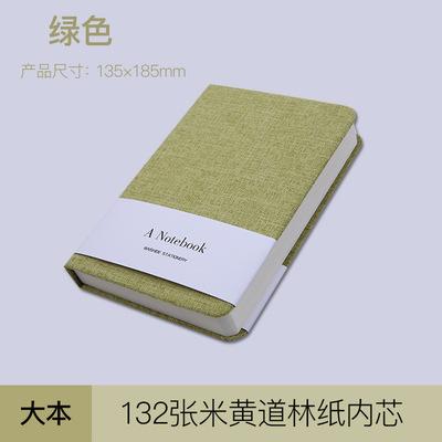 2025 Custom A5 Linen Notebook Hardcover Journal Paper with Thread Sewing Binding Blank/Lined Pages Size A5/A6 Leather PU-Style (Green,A5)