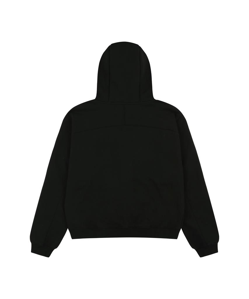 Gainsboro Br Logo Check Applique Zip-Up Hoodie_Black