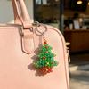 Decorative Bead Art for Home Christmas Tree Keychain, Faux Crystal Beaded Xmas Pendant, Decoration Hanging 3D Holiday Key Ring Charm Accessory