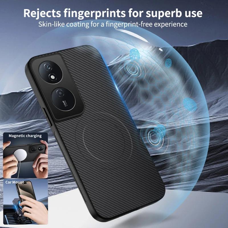 Anti-Drop Carbon Fiber Silicone Soft Phone Case For Honor X9C Smart X9b X7c X8C X7B Magnetic Wireless Charging Back Cover Cases