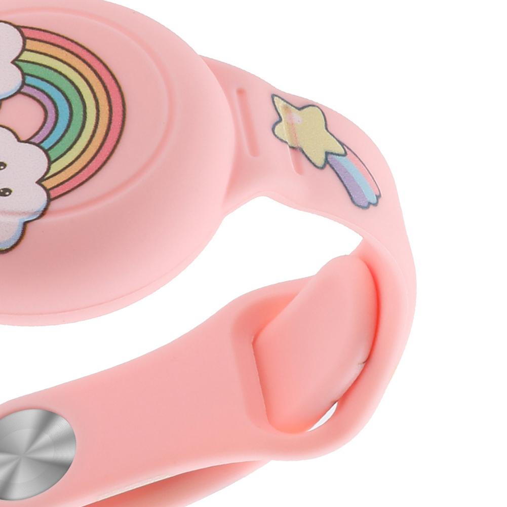 Cartoon Wristband Waterproof Silicone Kids Watch Band for AirTag (Rainbow Cloud)