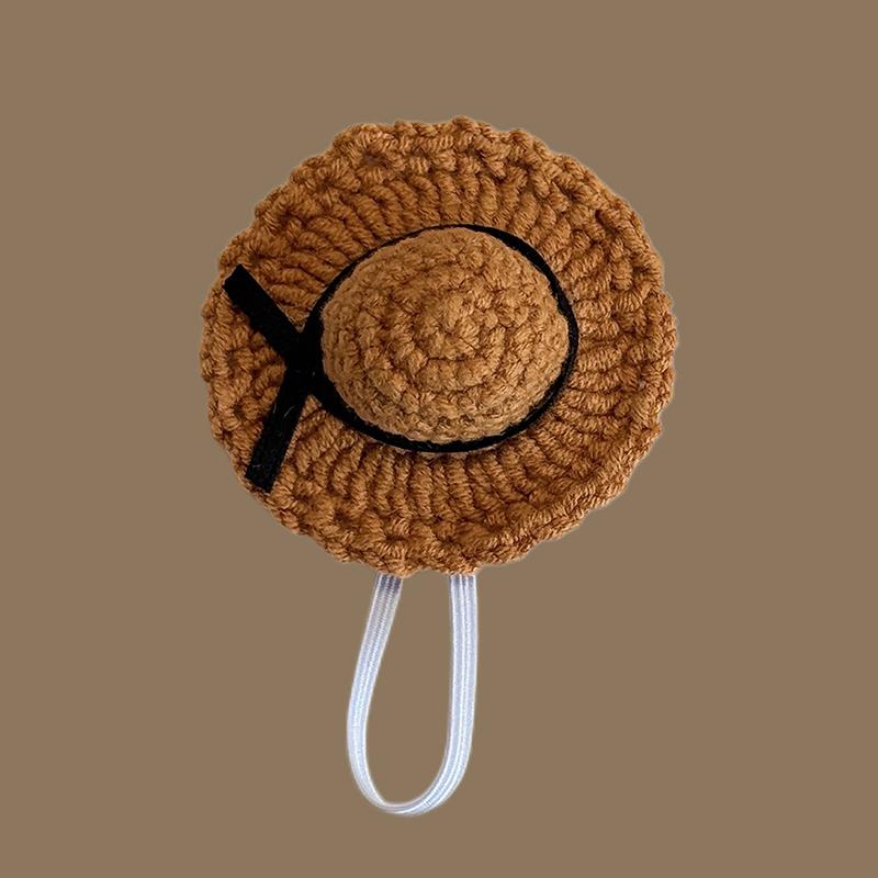Doll Mini Knitted Woven Straw HatHat Simulation Handmade Hats Toys Doll Dress Up Accessories For Kids Pretend Play Toy
