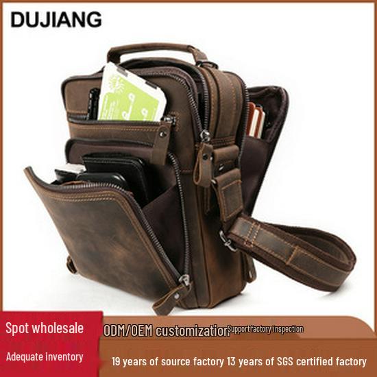 Men's Genuine Leather European Business Crossbody Shoulder Bag