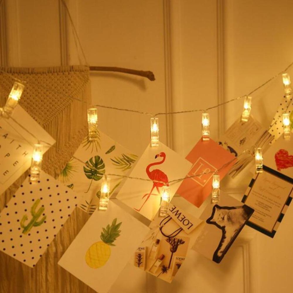 10 LED Photo Clips String Lights Hanging Cards Holder Holiday Lamp Gifts Decorative Light
