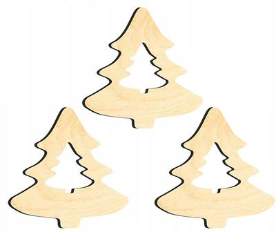 Wooden Christmas Tree Decorations Z26 3 Pcs.