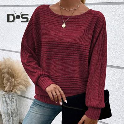 Women T-shirt Round Neck Solid Color Long Sleeve T-Shirt Loose Fit Autumn Winter Casual Pullover Tops