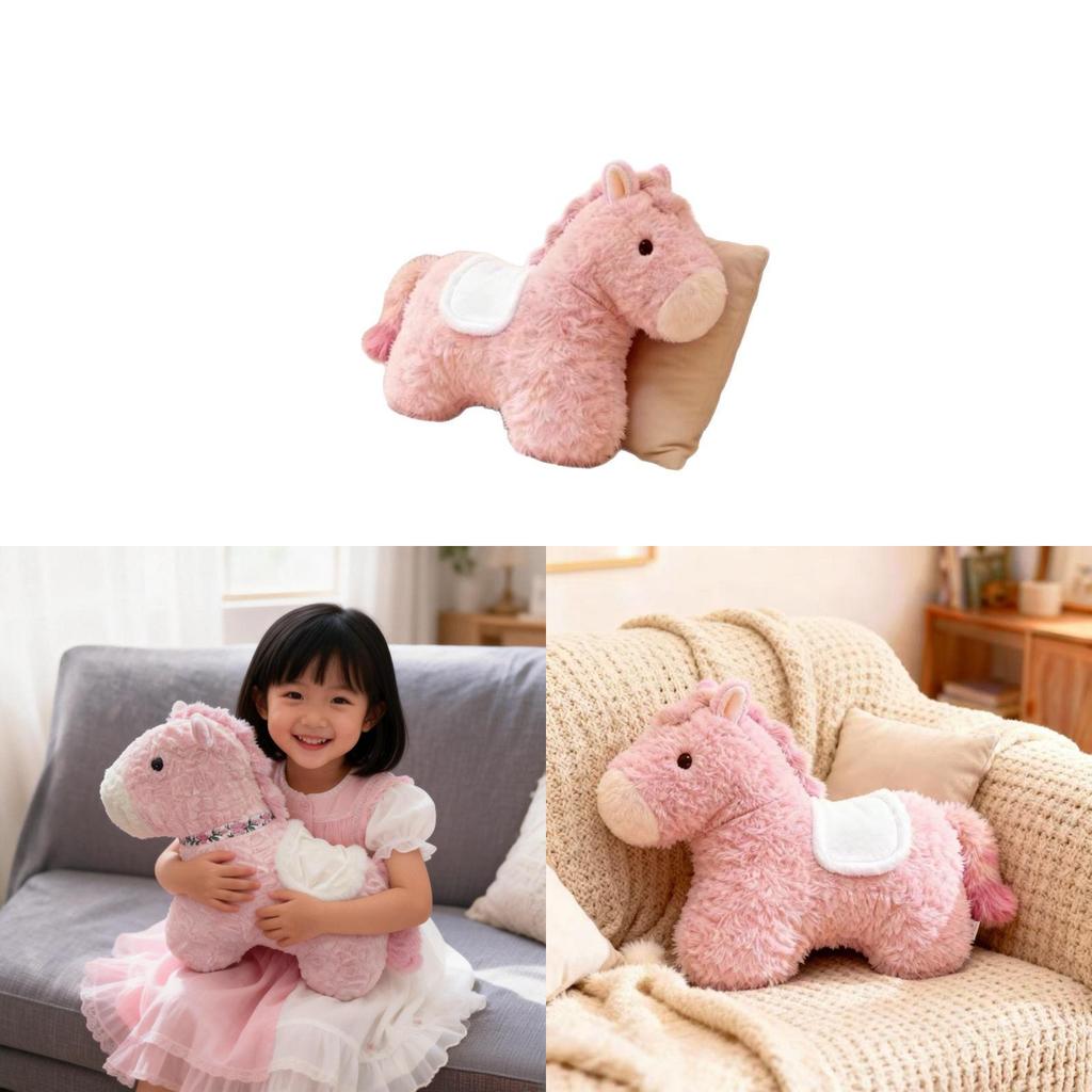 Handmade Pink Pony Plush Toy With Soft Short Plush For Kids Bedroom Decor And Gift