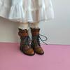 [Dolly Para] Doll boots, 4-minute, boys and girls, Kumako stacked genuine leather boots (brown)