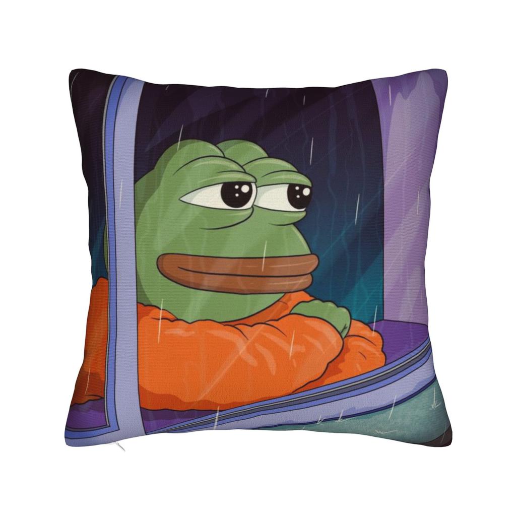 Sad Pepe frog funny meme Printed Pillowcase Cushion Cover  Throw Pillow Cover Warm Sofa Decoration Square Multi Size