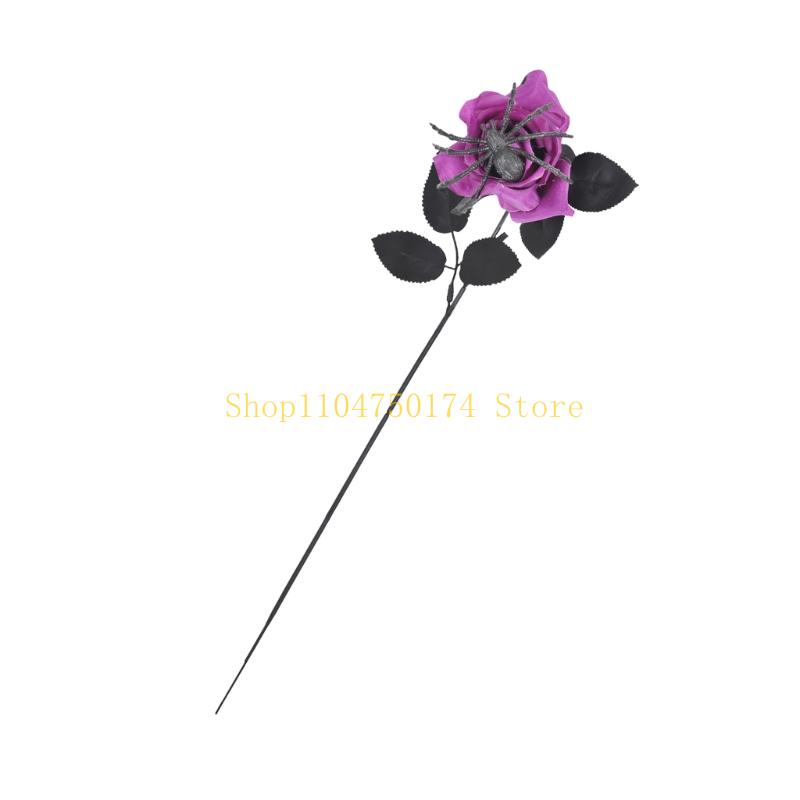 Black Spiders Artificial Rose Flower Stem For Gothics Wedding Party Centerpieces top sale