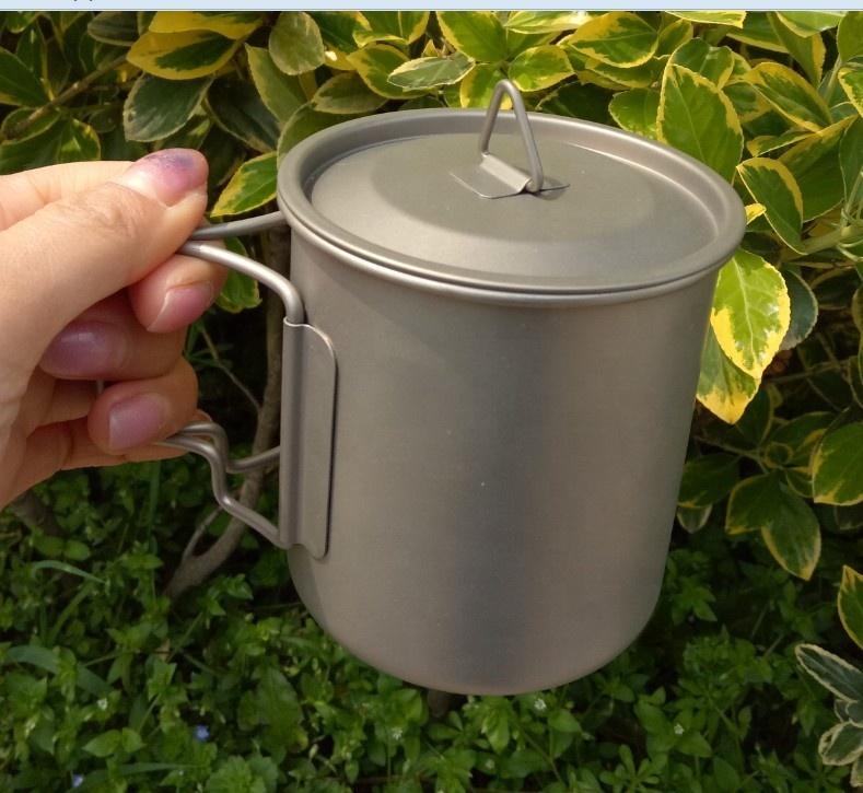 Oem Polar Outdoor Titanium Pot Coffee Hiking Camping Accessories Cookware Hanging Pan Cooking Cup Pot With Portable Bag