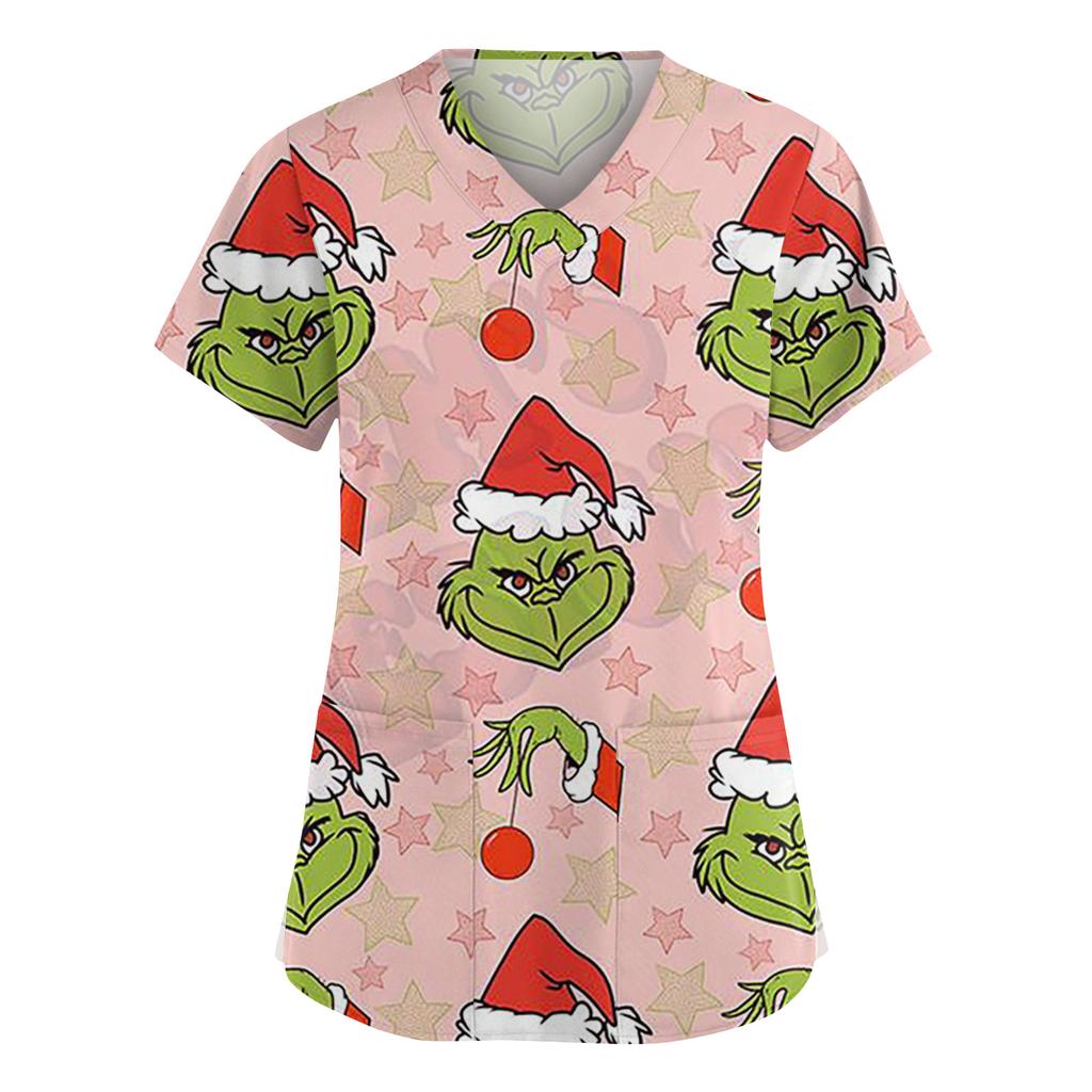 Women's Fashion V-Neck Short Sleeve Overalls With Pockets  Print Tops  Clothes