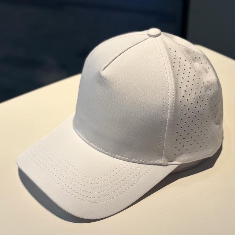 Gorra Snapback Impermeable de Poliéster en Blanco con Logo Agujero Perforado Cortado a Láser 5 Paneles Secado Rápido Gorra Trucker Unisex