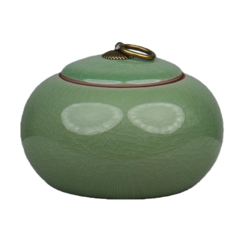 Ge Kiln Ceramic Tea Storage Jar: Chinese Style Sealed Can for Dried Fruit, Flower, and Tea Leaves.
