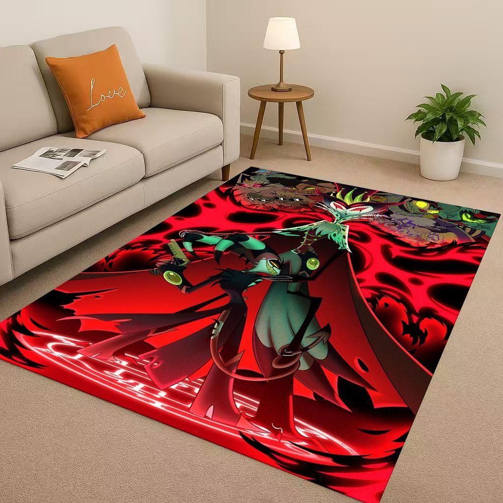Cartoon H-Hazbin Hotel Angel Dust Alastor Living Room Non-Slip Area Rug Soft Carpet for Bedroom Sofa , Easy Clean Home Doormat