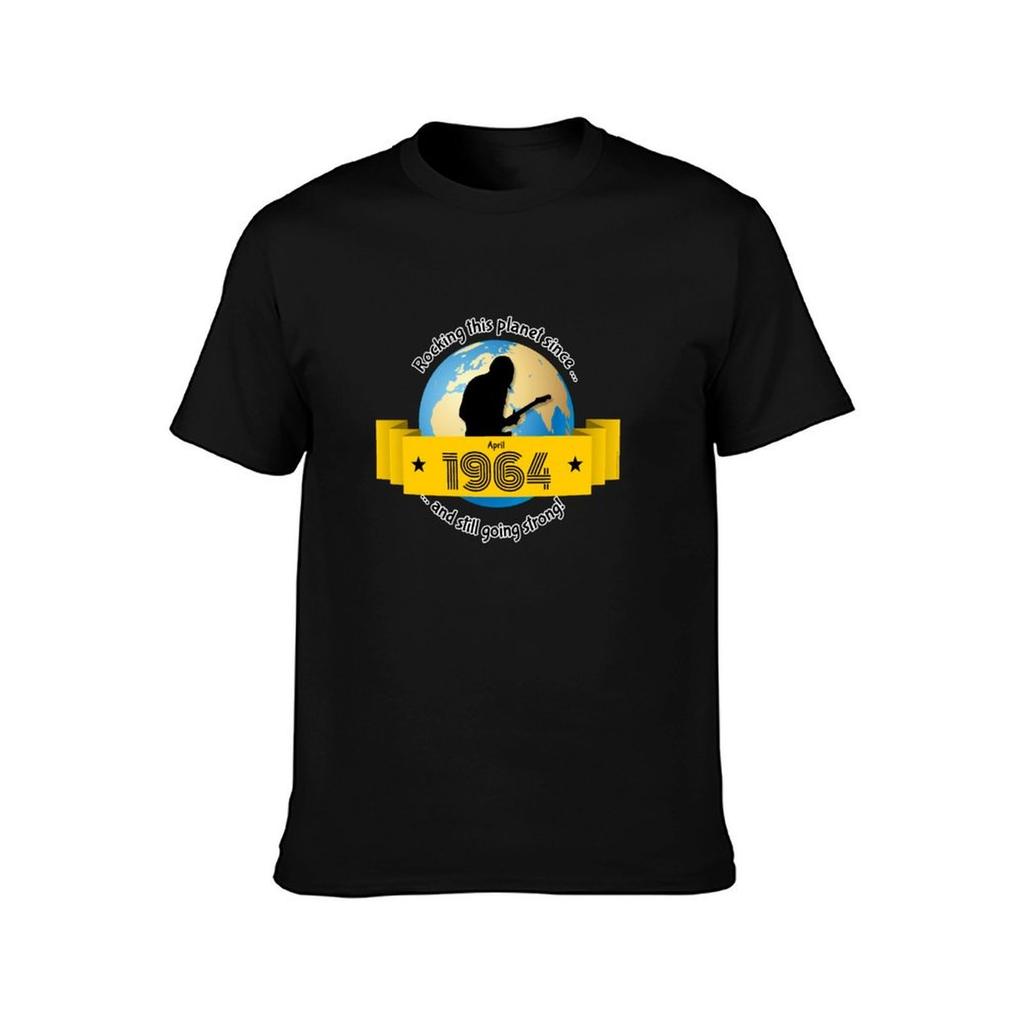 60th Birthday Rocking This Planet Since 04/1964 T-Shirt T Shirt Man Plain Man T Shirt Heavy Cotton T-Shirt