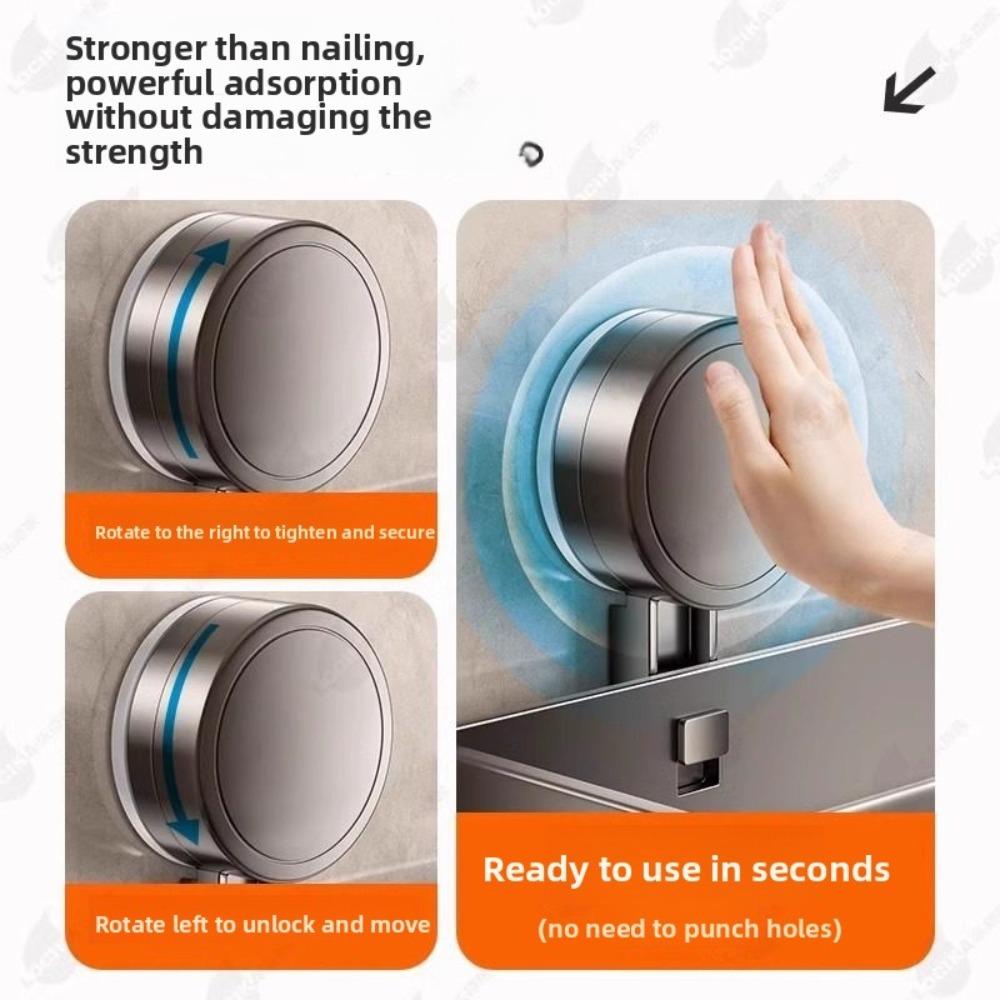 No Drill Suction Cup Bathroom Storage Rack, Wall Mount Space Aluminum Toilet Organizer for Washroom