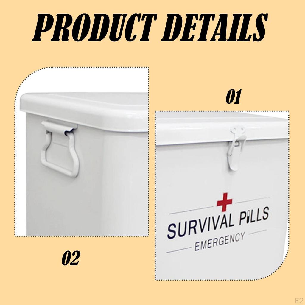 First Aid Storage Box Medicine Cabinet 9.2x7.2x8.2inch Removable Tray with Carry Handle