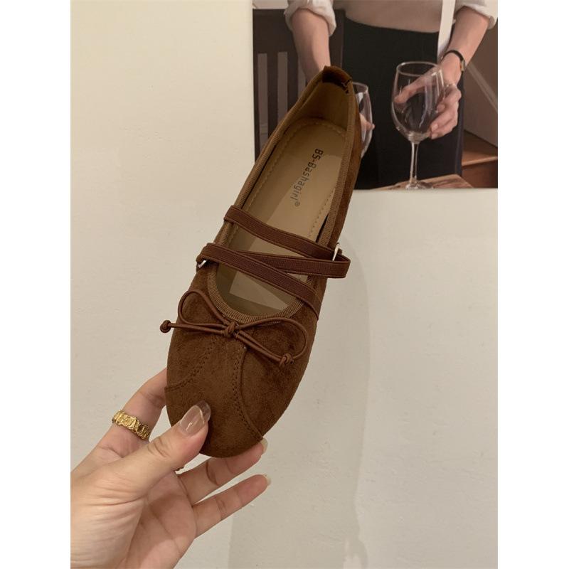 

Yellow ballet single shoes women s flat 2025 new summer and autumn bow Mary Jane women s shoes gentle evening shoes 39
