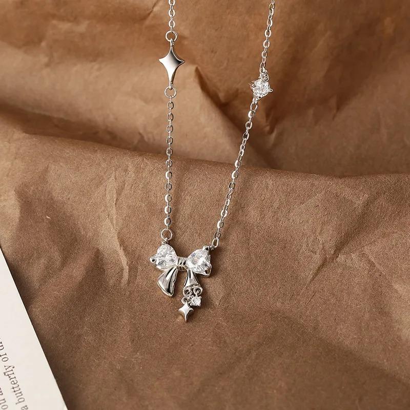 925 Silver Necklace Cute Five Pointed Star Smile Dimple Pendant for Women Girl Jewelry Gift