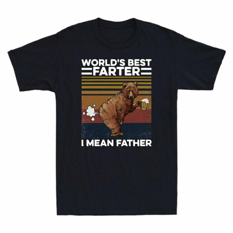 Retro Father Tee Shirt Drinking Vintage I Bear Mean TShirt Worlds Farter Best S