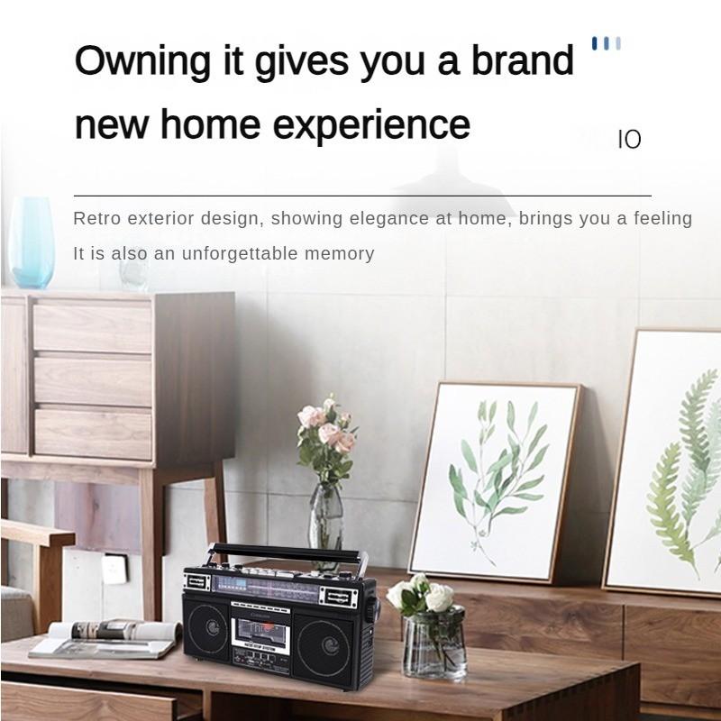 Przenośny Trzypasmowy Stary Radio Kasetowe Bluetooth Dysk Flash USB Karta SD Wielofunkcyjny Rejestrator 340*165*93mm