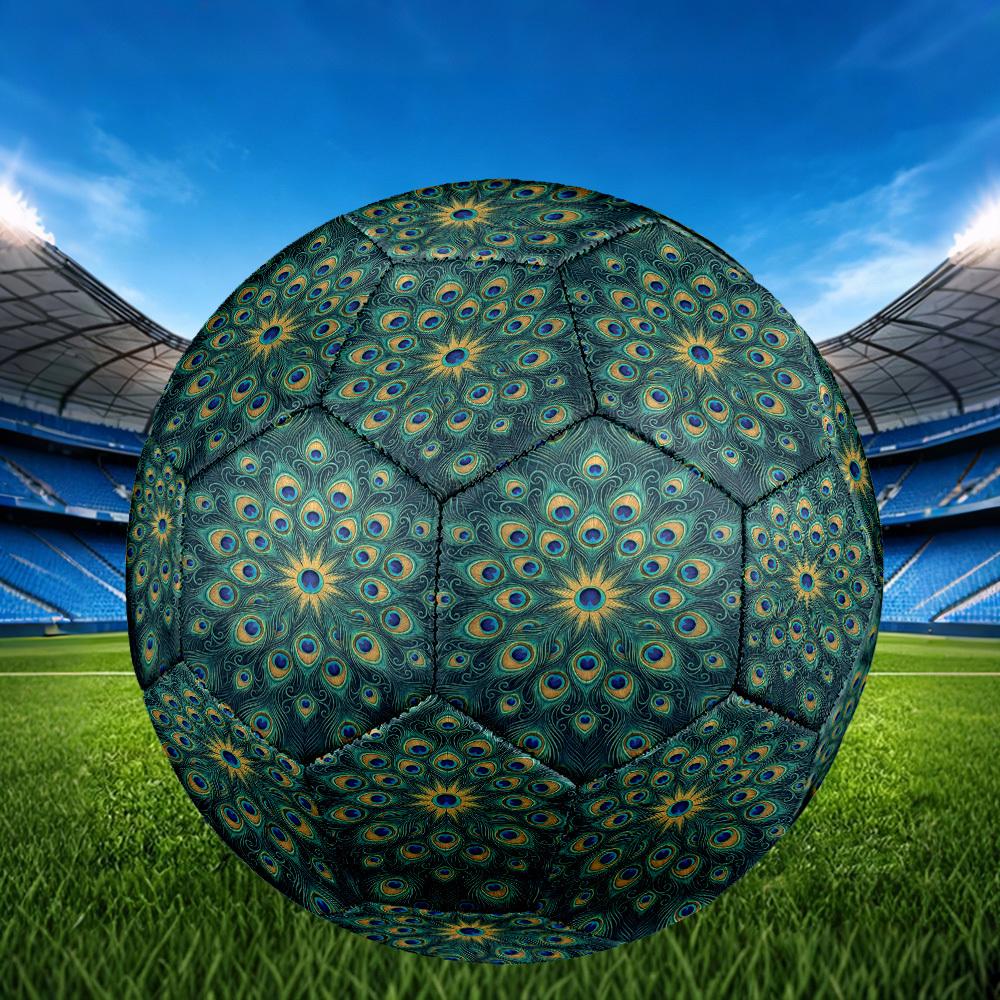 1pc Peacock Feather Theme Soccer Ball Football, Size 5, Lightweight PVC, Outdoor Training Soccer Ball,Gift C6565