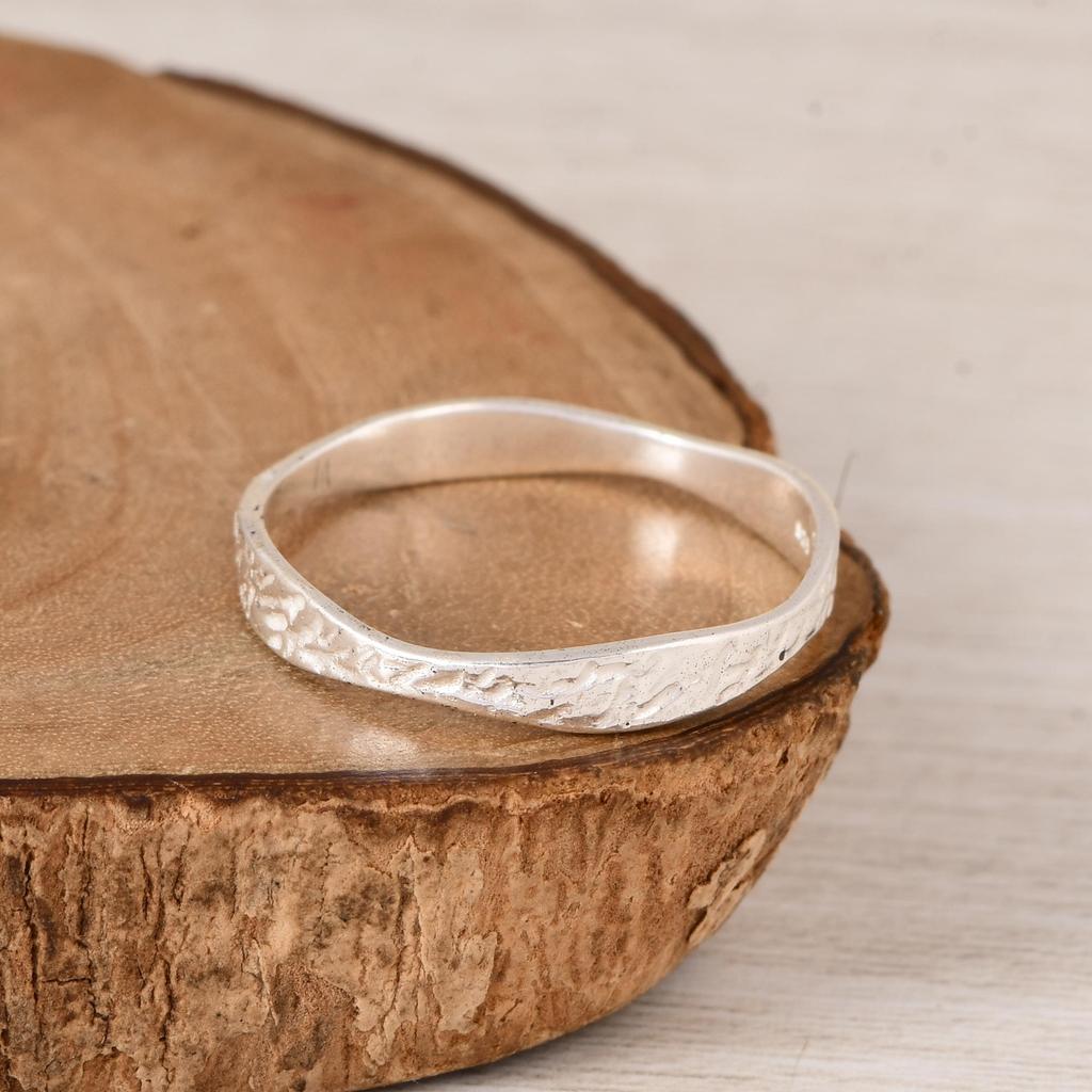 Minimalist Beaded Sterling Silver Band Ring, Dainty Stackable Ring Gift for Her.