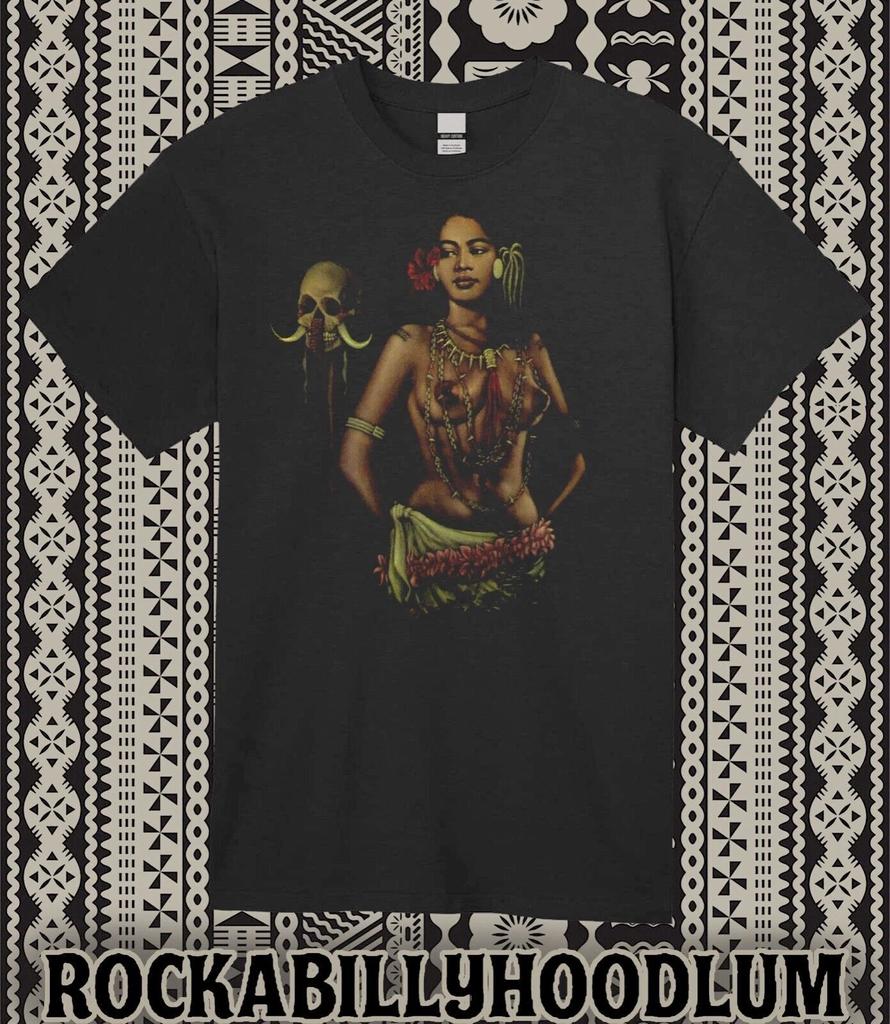Retro Tiki Art Tee T Shirt Pinup Mug Bar Restaurant Polynesian Wahine Velvet