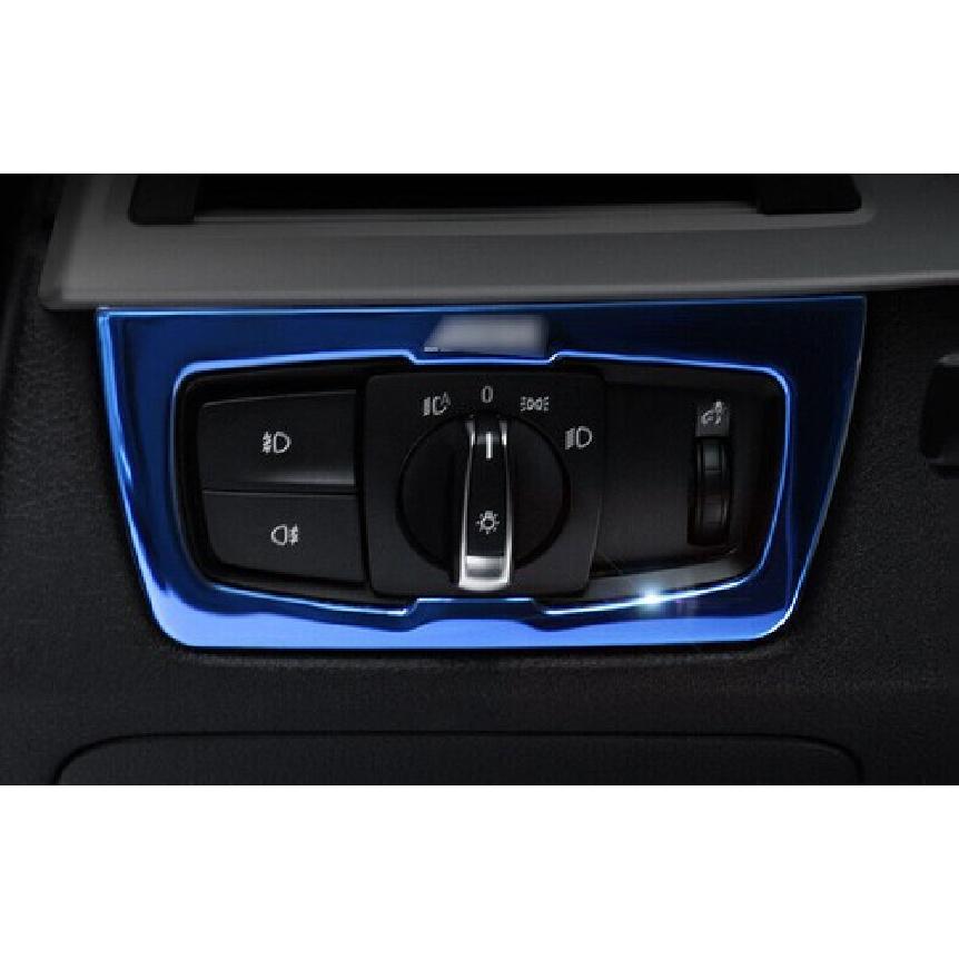 For BMW 3 4 Series Cover Trim Blue Titanium Car Headlight Switch Control 2013-19