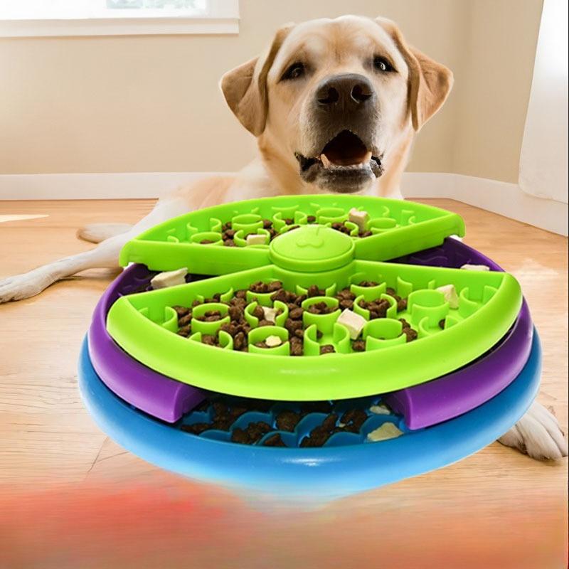 Spaß-Labyrinth, Slow-Food-Napf, Dreifarbige rotierende Scheibe, Zahnen, Futterleckage-Spielzeug, Rotierender Futterspender, Hunde- und Katzennäpfe