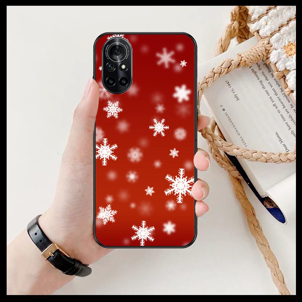 Beautiful Christmas with Snowflakes Clear Phone Case For Huawei Honor 20 10 9 8A 7 5T X Pro Lite  5G  Black Etui Coque Hoesjes C
