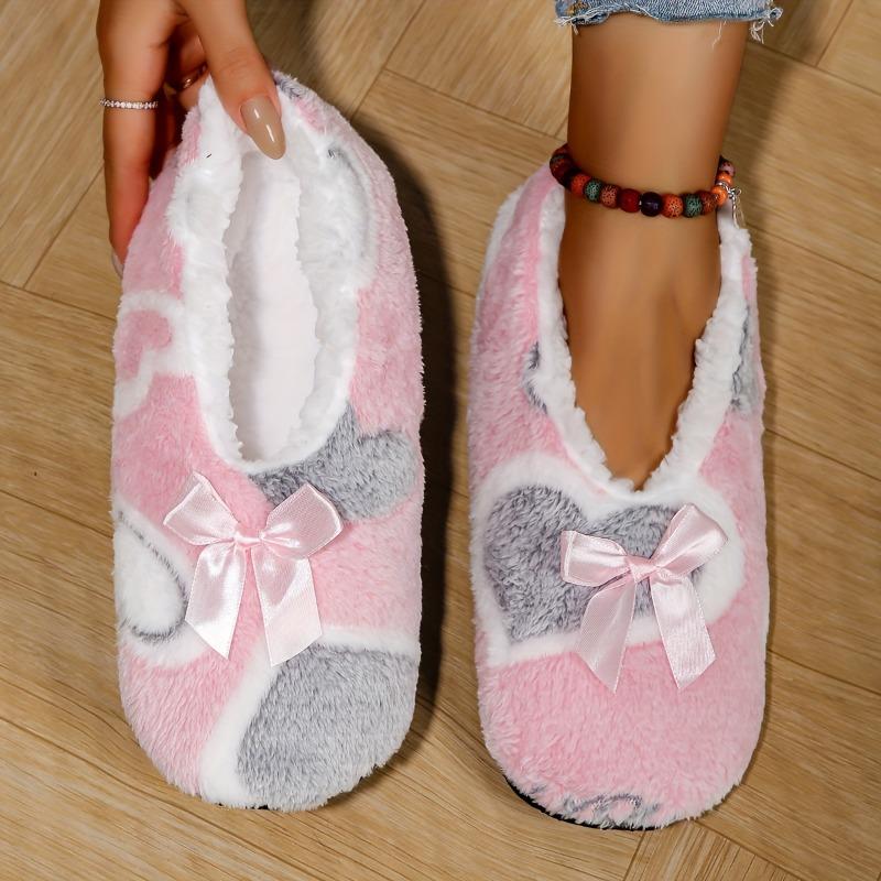 Anzxy Women'S Indoor House Slippers - Thick Plush Non-Slip Sole, Soft Fabric Upper & Cushioned Insole - Cozy Winter Lounge Shoes for Home, Living Room