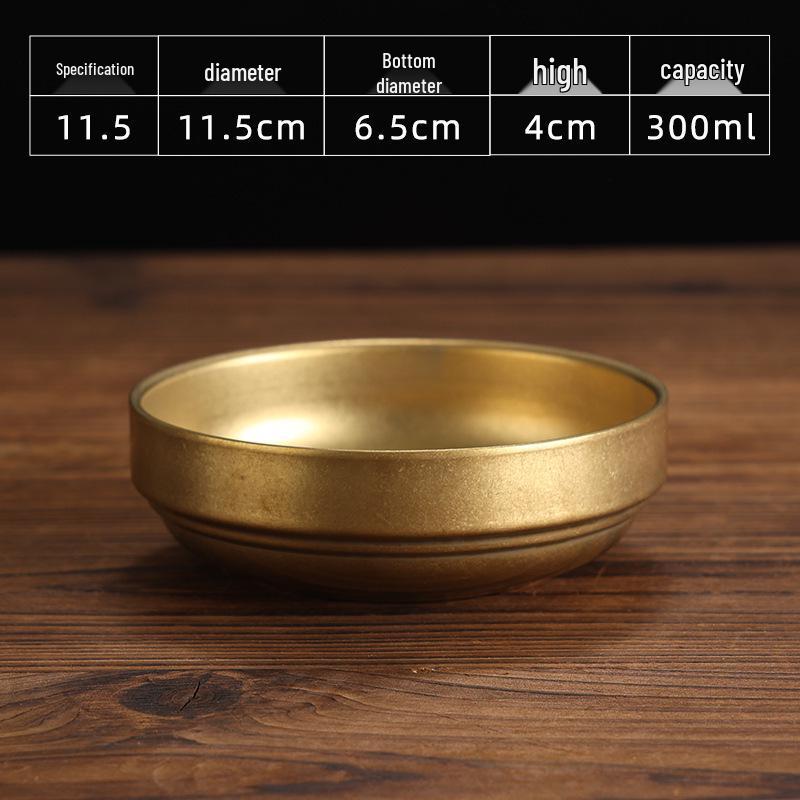 Retro Gold Stainless Steel Tableware Set: Rectangular Plate, Seasoning Dish, Bowl, Water Cup, Chopsticks, Spoon.