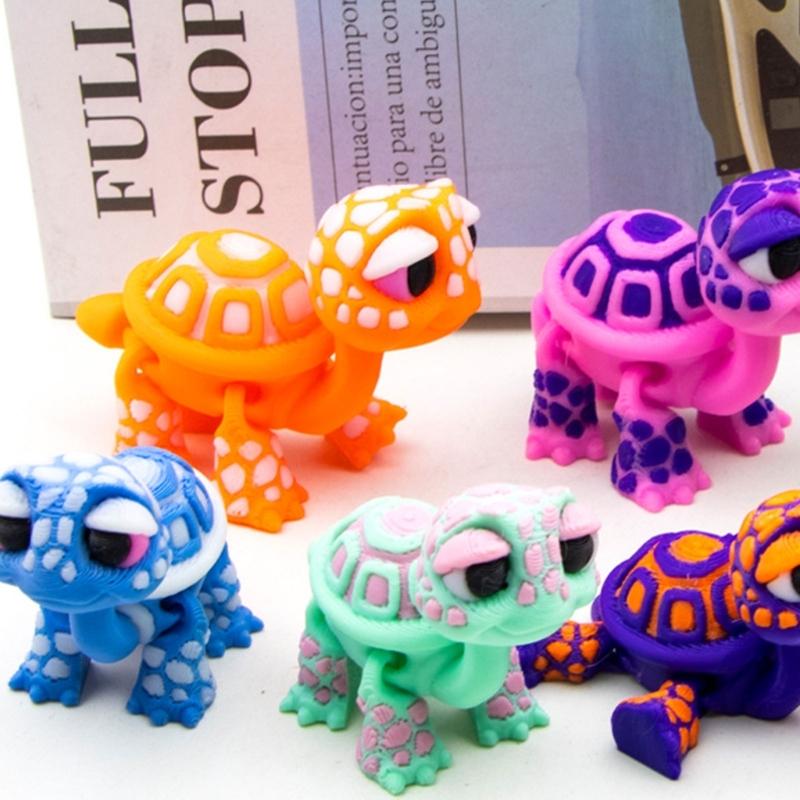 3D Printed Turtles Flexible Joint Articulated Tortoise Fidgety Toy Ornament Realistic Turtles Figurines Collectibles