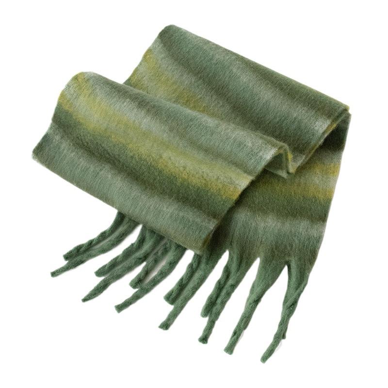New Imitation Cashmere Fluffy Big Pulled Scarf Warm In Autumn and Winter Fringed Shawl Versatile Simple Plaid