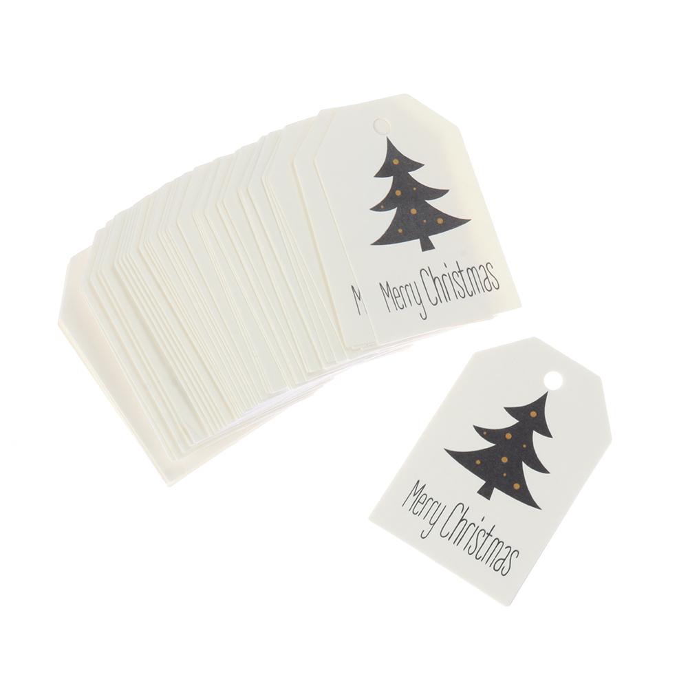 50PCS Party Cards Xmas Decoration Kraft Paper Hang Tags Gift Wrapping Christmas Labels Kraft Tag