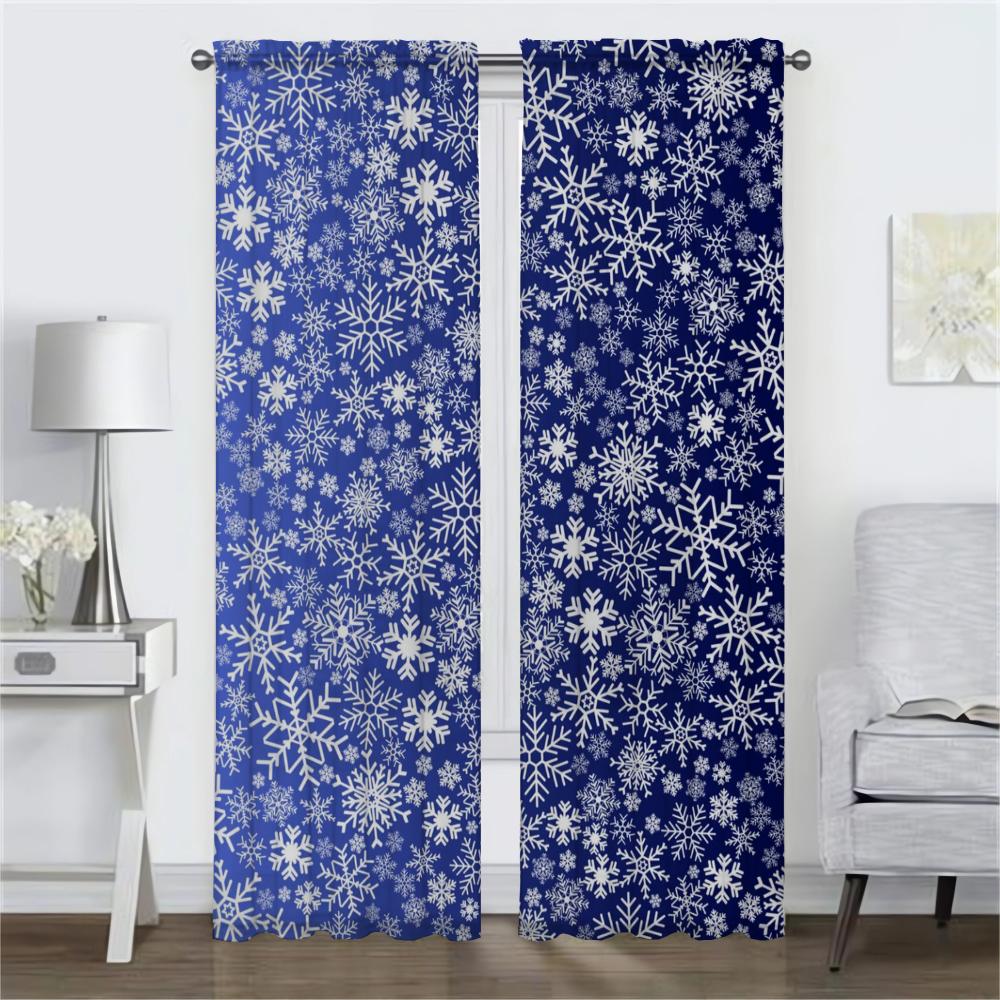 Cartoon Snowflake Partition Modern Living Room Curtains 2 Pieces Window Curtain Shades Halloween Decoration Blinds Kitchen Child