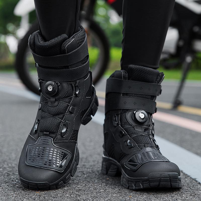 Motosiklet Sürüş Ayakkabıları Deri Erkek Sürücüler Motosiklet Botları Yarış Botları Four Seasons Motosiklet Seyahat Ekipmanları