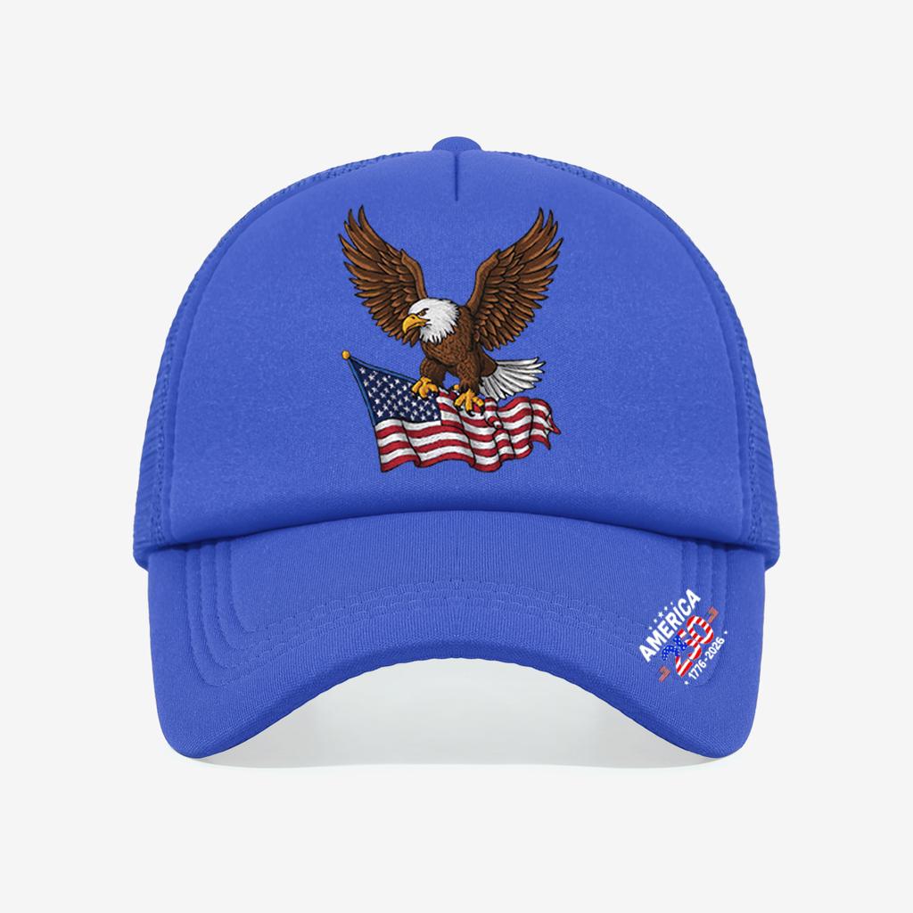 1 Stück Vintage 250. Amerika Trucker-Hut, Realistischer Adler-Flaggen-Druck, Streetwear-Kappe für patriotische Fans