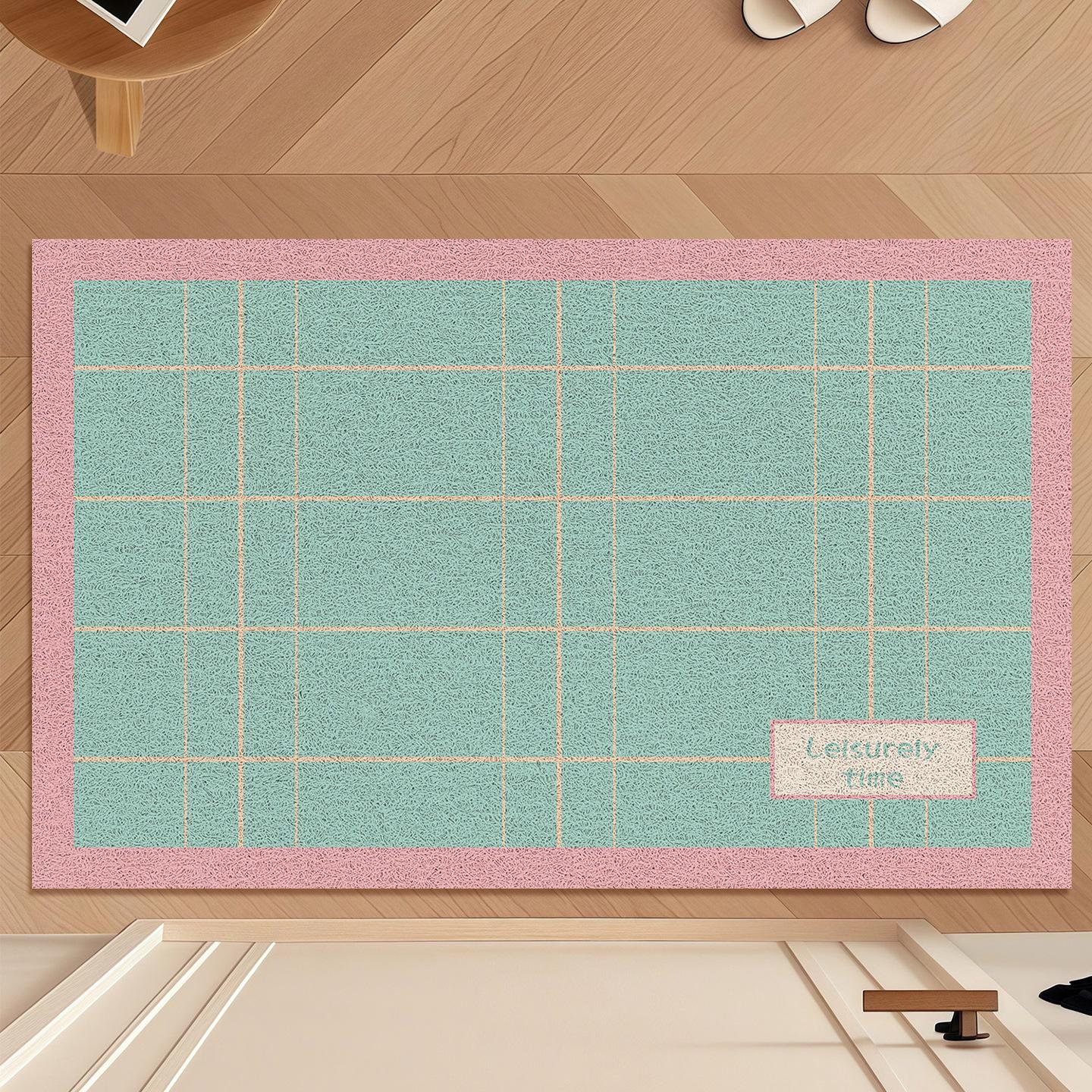

Ins Wind Entry Door Floor Mat Simple Checkerboard Grid Silk Ring Foot Mat Entrance Door Scraping Mud Rubbing Soil Can Be Cut Floor Mat 40 * 60cm (silk circle)