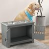 Raised Dog Bowls, Pet Feeding Station, with Storage, Food and Water Bowls, for Large Dogs - Grey