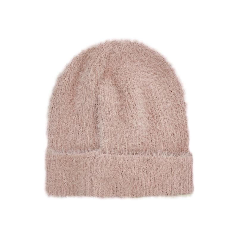 Winter Imitation Mink Hair Children's Knitted Hat, Solid Color Imitation Rabbit Hair Wool Hat for Boys and Girls Outdoor Warm Cold Hat