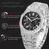 Voller Bling Diamant Uhr für Männer Hip Hop Iced Out Herren Uhren Luxus Quarz Uhr Mann Wasserdicht Chronograph Montre Homme