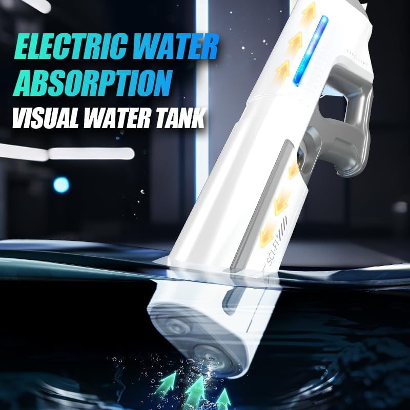 Electric Water Gun Automatic Water Absorption Battery Powered Squirt Toy With LED Light Summer Outdoor Play Gift