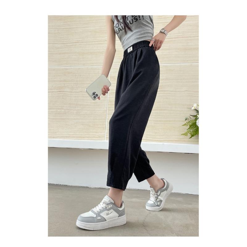 

Весна и лето Новые брюки длиной девять дюймов Модные тонкие повседневные брюки Свободные и удобные шаровары для миниатюрных женщин M чёрный